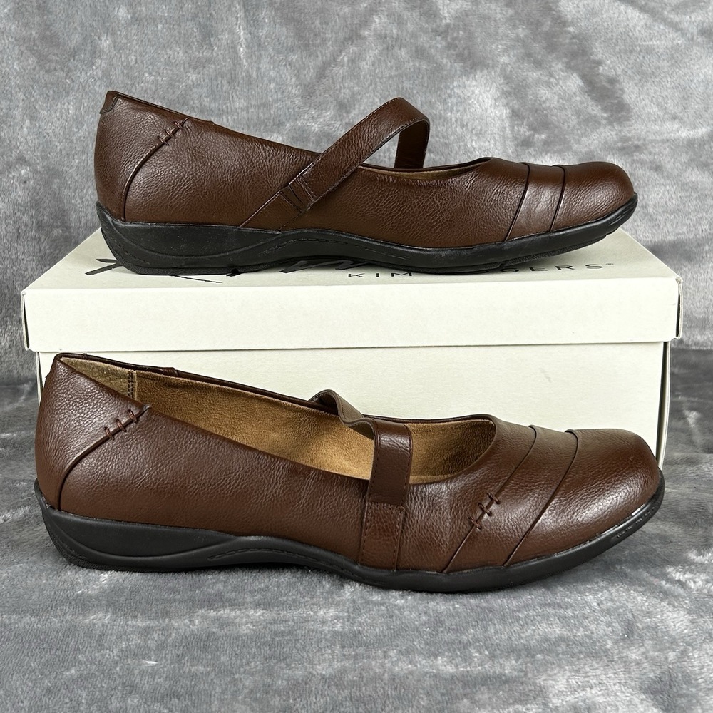 Kim Rogers Irene Womens Brown Mary Jane Flats Round Toe Comfort Shoes Size 8.5M